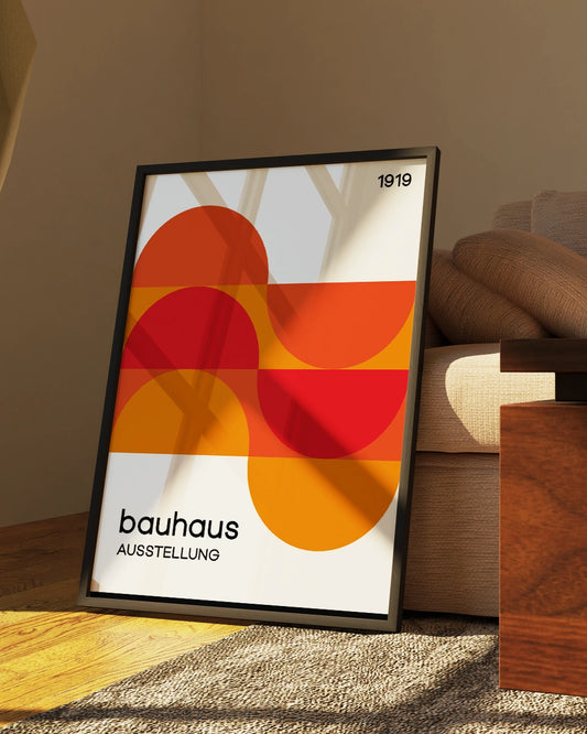 Bauhaus 1919 Poster - Oranje, Rood en Geel poster wanddecoratie – A3 formaat