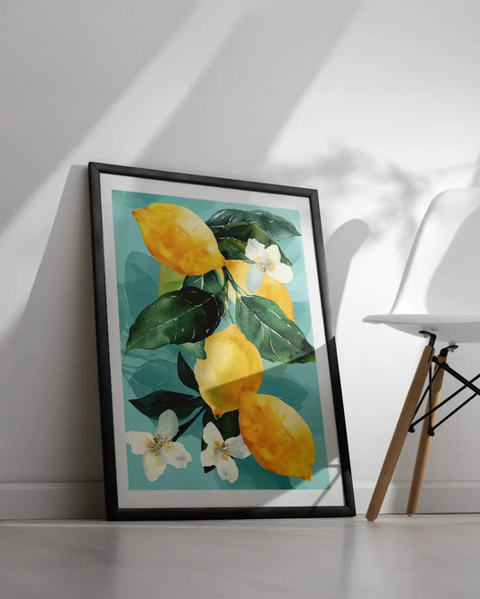 Poster - Aquarel - Citroenen en Citroenbloesems poster wanddecoratie – A3 formaat