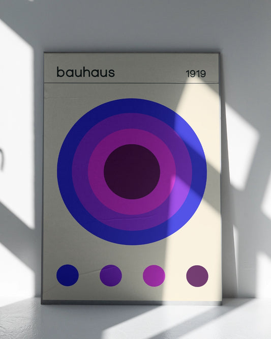 Bauhaus 1919 Poster - Blauwe en Paarse Cirkels poster wanddecoratie – A3 formaat