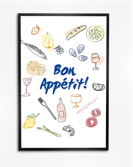 BON APPÉTIT - Sanyon - Illustratie poster wanddecoratie – A4 formaat