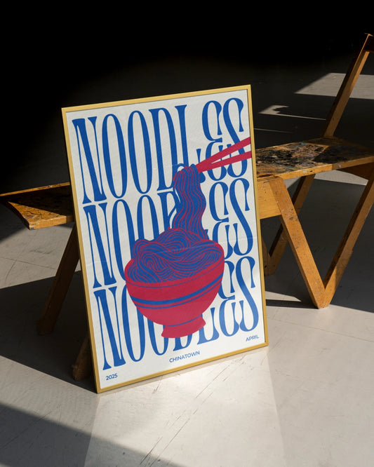 "NOODLES" - Minimal Ramen Poster poster wanddecoratie – A3 formaat