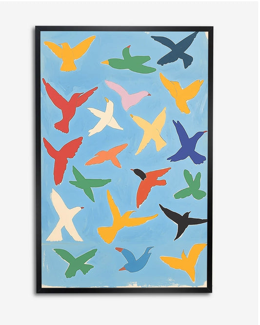 Poster - Vogels Illustratie - Lichtblauw - Henri Matisse poster wanddecoratie – A4 formaat