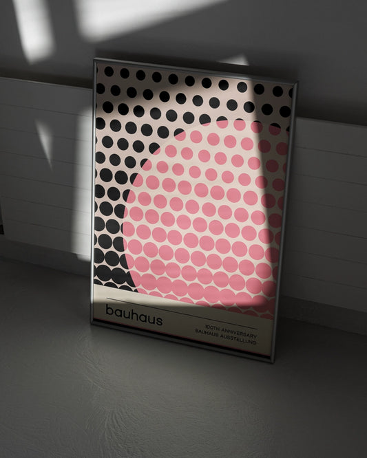 Poster "Bauhaus 100th Anniversary" - Minimalistisch Stippenpatroon poster wanddecoratie – A3 formaat