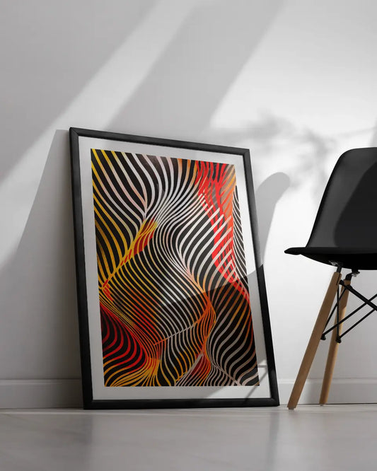 Poster - Abstracte golven - Gradient - Op-art poster wanddecoratie – A3 formaat