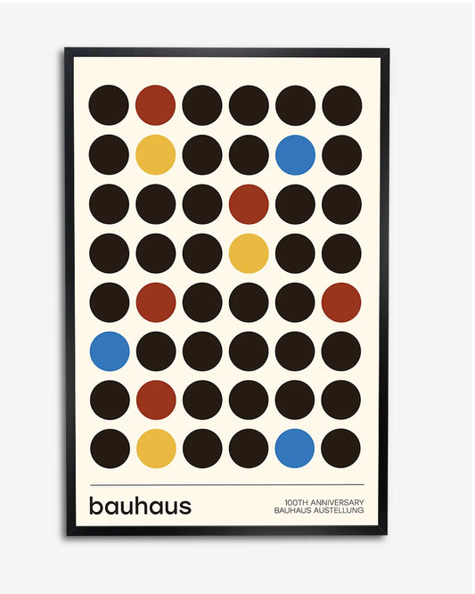Bauhaus 100th Anniversary Poster - Minimalistisch Design met Platte Cirkels poster wanddecoratie – A4 formaat