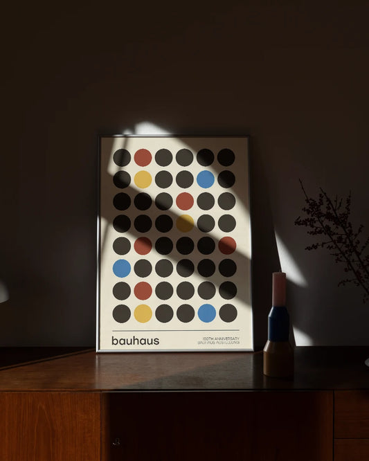 Bauhaus 100th Anniversary Poster - Minimalistisch Design met Platte Cirkels poster wanddecoratie – A3 formaat