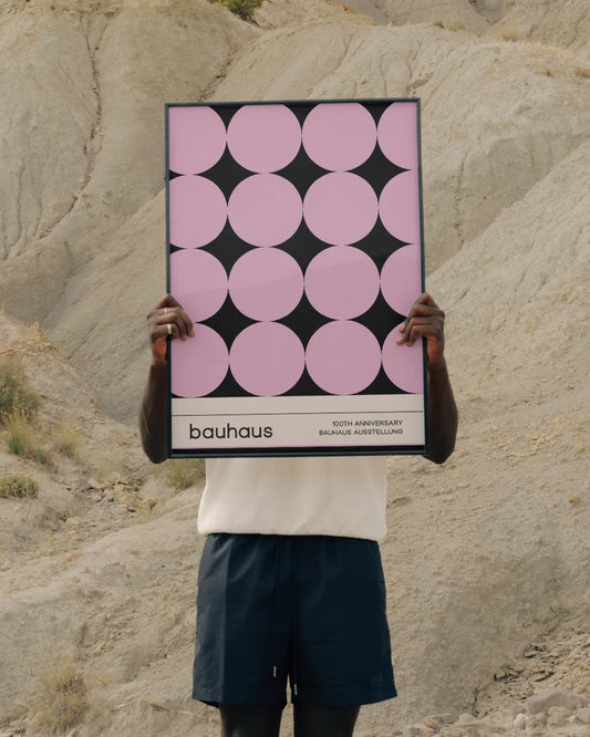 Bauhaus 100th Anniversary Poster - Roze Cirkels poster wanddecoratie – A3 formaat