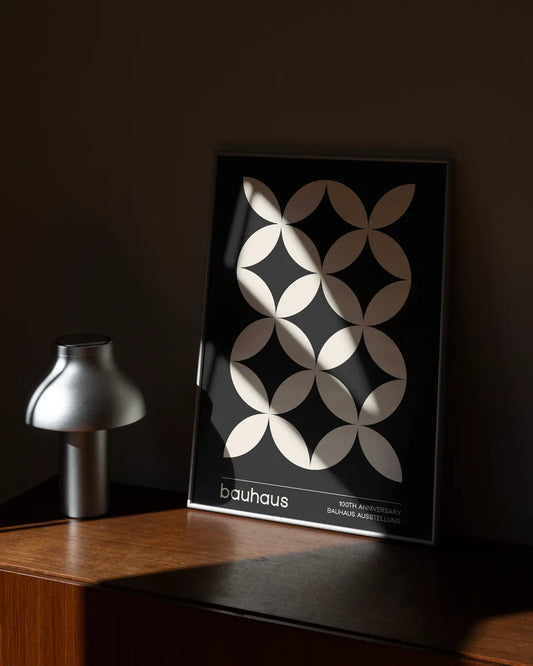 Bauhaus Poster - Minimalistisch Geometrisch Design - Elegantie in Crème en Zwart poster wanddecoratie – A3 formaat