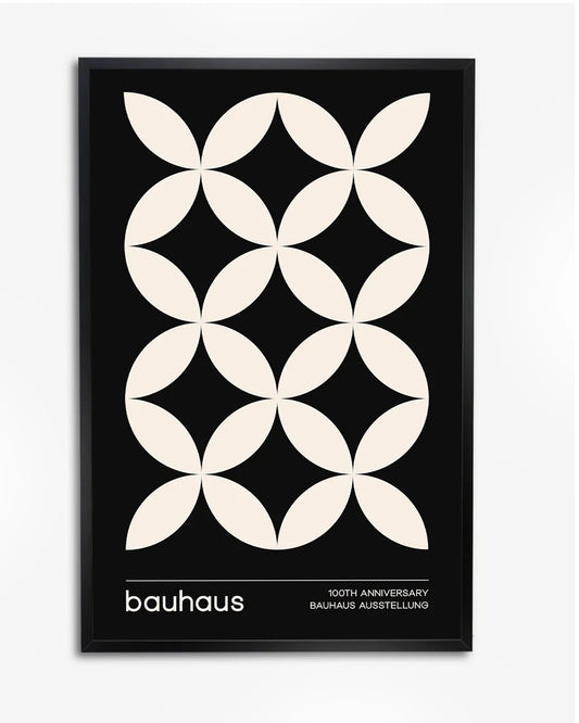 Bauhaus Poster - Minimalistisch Geometrisch Design - Elegantie in Crème en Zwart poster wanddecoratie – A4 formaat