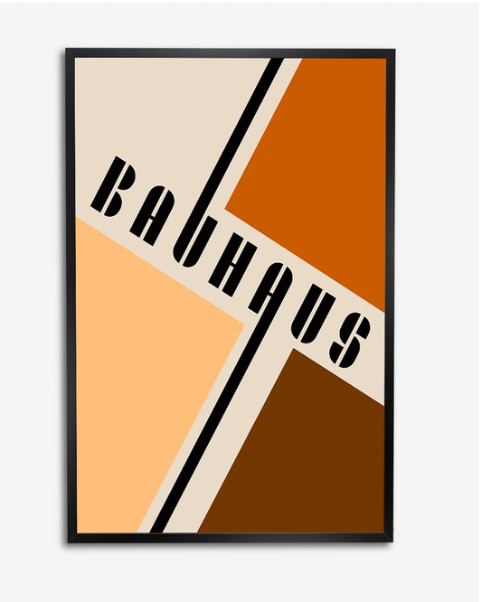 Bauhaus Poster – Vet Sans-Serif Typografie & Abstracte Aardse Tinten poster wanddecoratie – A4 formaat