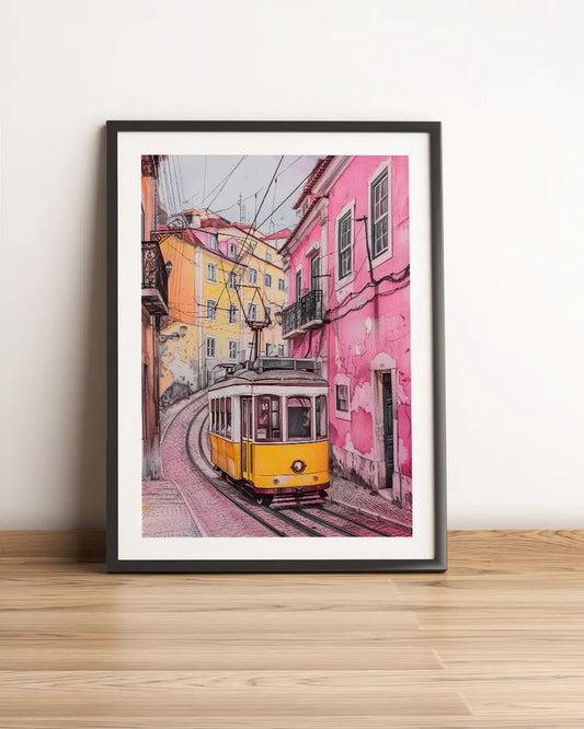 Poster - Lissabon - Gele tram poster wanddecoratie – A3 formaat