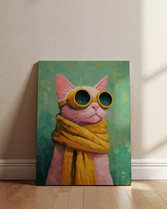 Matisse Poster – Kat met bril en sjaal - Oliepastel poster wanddecoratie – A3 formaat