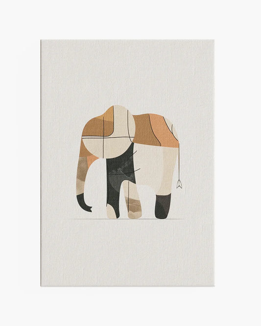 Canvas - Minimalistische Olifant - Abstract - Gekleurde vlakken