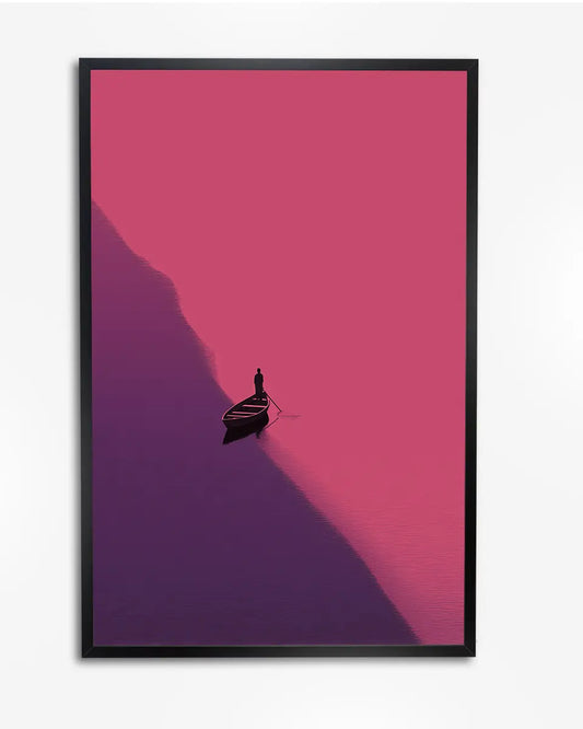 Minimalistische poster – Indiase boot op de Ganges poster wanddecoratie – A4 formaat