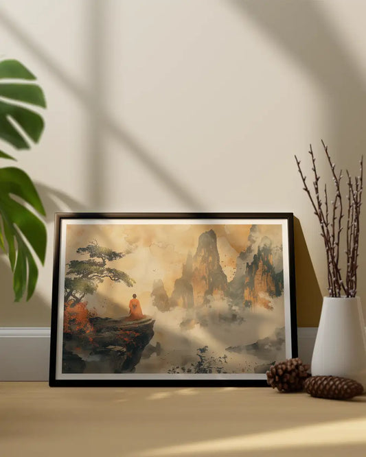 Canvas - Monnik - China - Abstract - Gebergte