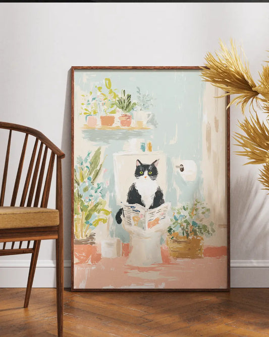 Paws & Paper – Stijlvolle kattenposter - Toiletposter poster wanddecoratie – A3 formaat