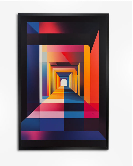 Poster - Architectonische Tunnel - Symmetrisch Ontwerp - Vector Art - Geometrische Vormen poster wanddecoratie – A4 formaat