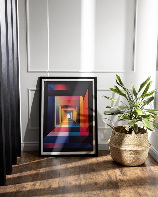 Poster - Architectonische Tunnel - Symmetrisch Ontwerp - Vector Art - Geometrische Vormen poster wanddecoratie – A3 formaat