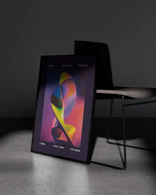 Poster - Grainy Abstract - Lofi - Donkerblauw poster wanddecoratie – A3 formaat