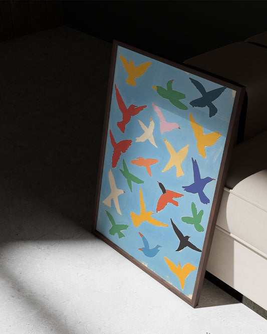 Poster - Vogels Illustratie - Lichtblauw - Henri Matisse poster wanddecoratie – A3 formaat