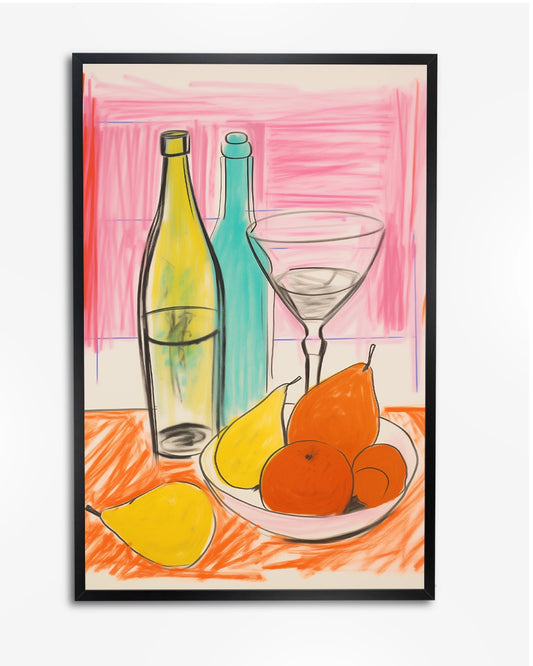Wijnfles - Abstract - Henri Matisse poster wanddecoratie – A4 formaat