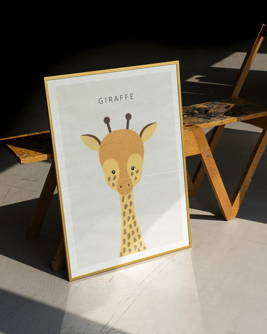Schattige Giraf - Kinderkamer Poster - Minimalistisch en Stijlvol poster wanddecoratie – A3 formaat