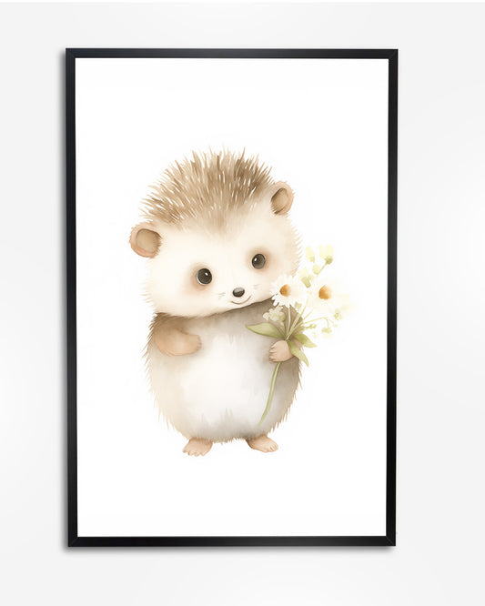 Poster - Kinderkamer Egel met Madeliefje poster wanddecoratie – A4 formaat