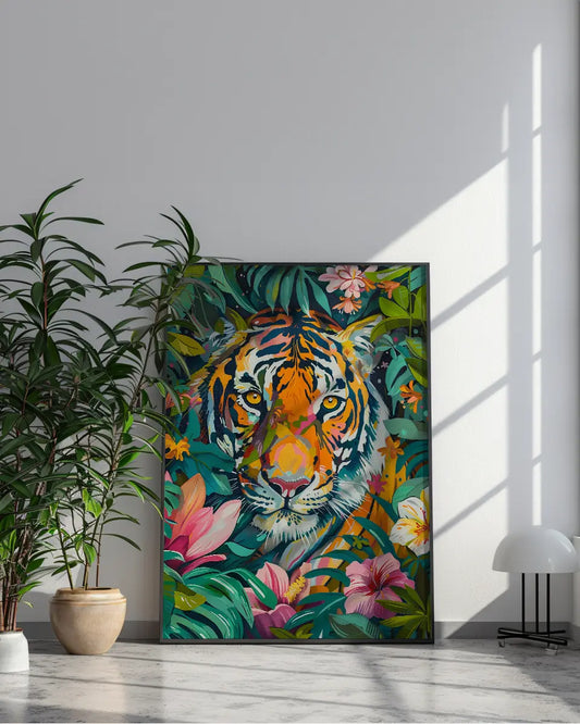 Poster - Tijger in de Jungle - Abstract poster wanddecoratie – A3 formaat