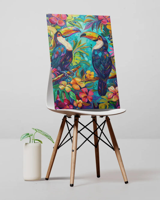 Canvas - Twee Toekans - Mozaïek - Acrylkunst - Abstract