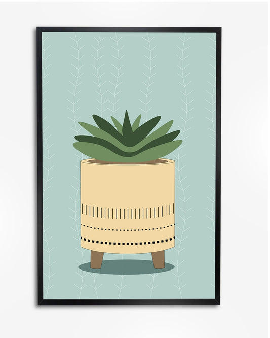 Schattige Vetplant Illustratie - Minimalistisch en Speels Design poster wanddecoratie – A4 formaat