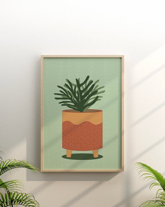 Schattige Potplant Illustratie - Modern & Minimalistisch Design poster wanddecoratie – A3 formaat