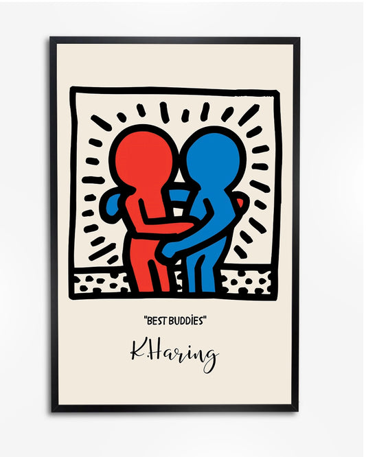 'Best Buddies' Keith Haring - Abstracte Poster poster wanddecoratie – A4 formaat