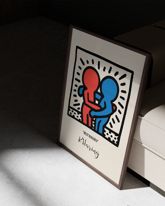 'Best Buddies' Keith Haring - Abstracte Poster poster wanddecoratie – A3 formaat