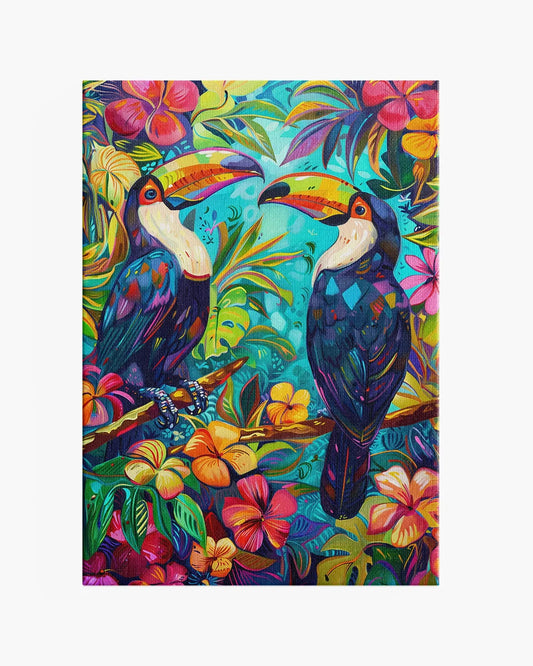 Canvas - Twee Toekans - Mozaïek - Acrylkunst - Abstract