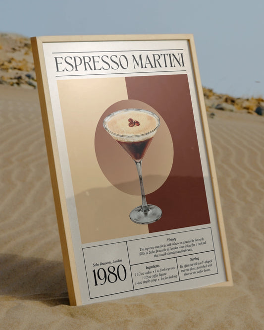 Espresso Martini Poster in Vectorstijl - Minimalistische Drankillustratie poster wanddecoratie – A3 formaat
