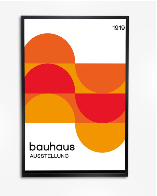 Bauhaus 1919 Poster - Oranje, Rood en Geel poster wanddecoratie – A4 formaat
