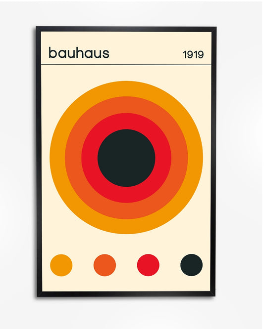 Bauhaus 1919 Poster - Oranje en Rode Cirkels poster wanddecoratie – A4 formaat