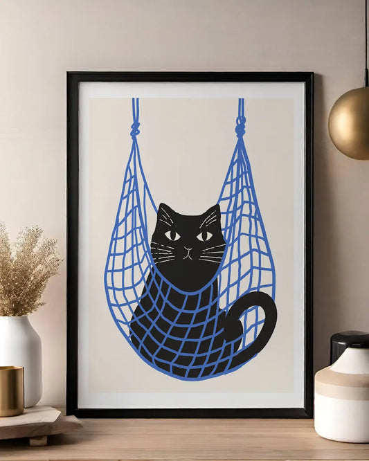 Poster - Zwarte kat - Line Art - Minimalistisch poster wanddecoratie – A3 formaat