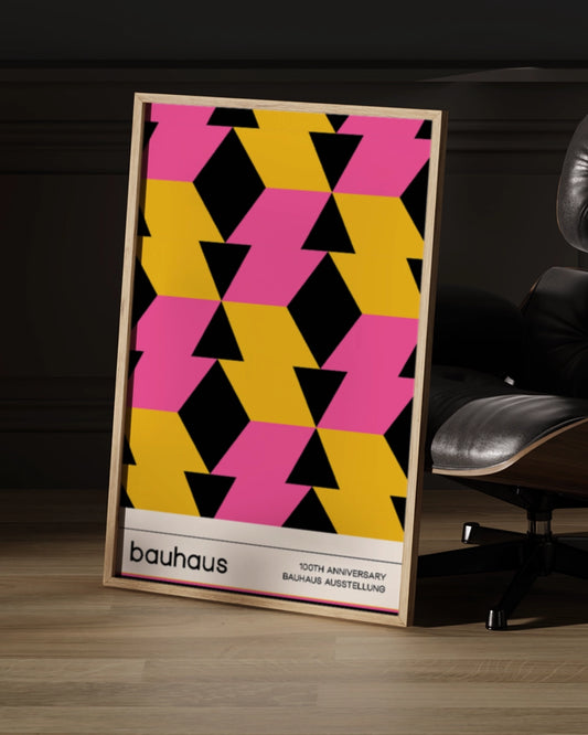 Poster "Bauhaus 100th Anniversary" - Minimalistisch & Geometrisch Design poster wanddecoratie – A3 formaat