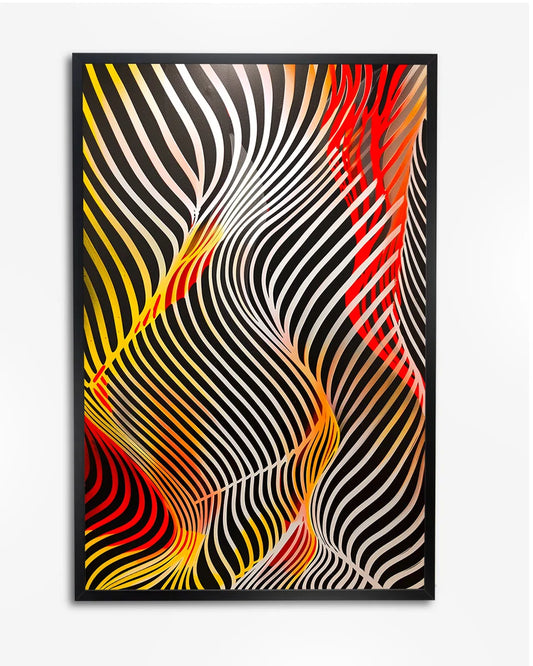 Poster - Abstracte golven - Gradient - Op-art poster wanddecoratie – A4 formaat