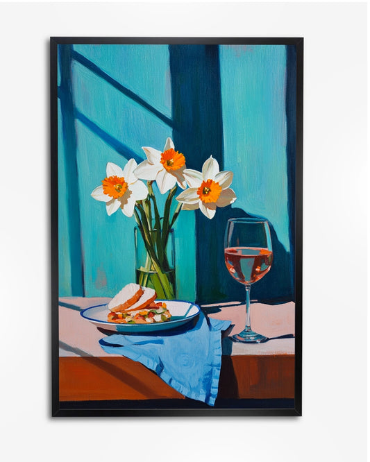 Stilleven - Bloemen en Wijn - Henri Matisse poster wanddecoratie – A4 formaat