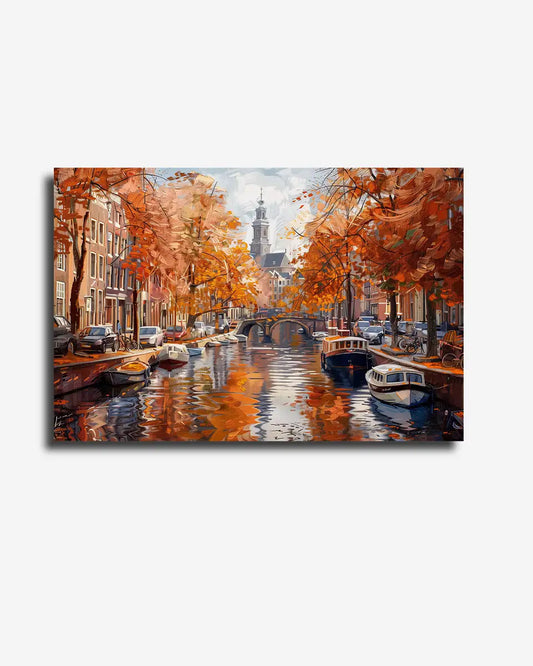 Canvas - Skyline - Amsterdam - Herfst - Impressionisme - Claude Monet