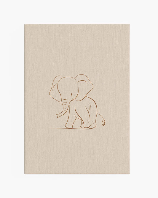 Canvas - Olifant Babykamer - Minimalistisch - Line Art