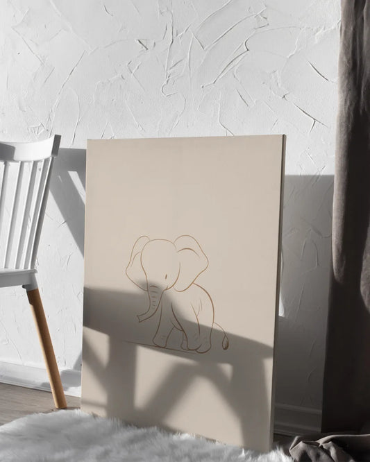 Canvas - Olifant Babykamer - Minimalistisch - Line Art