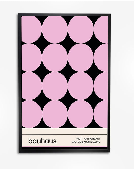 Bauhaus 100th Anniversary Poster - Roze Cirkels poster wanddecoratie – A4 formaat