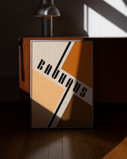 Bauhaus Poster – Vet Sans-Serif Typografie & Abstracte Aardse Tinten poster wanddecoratie – A3 formaat