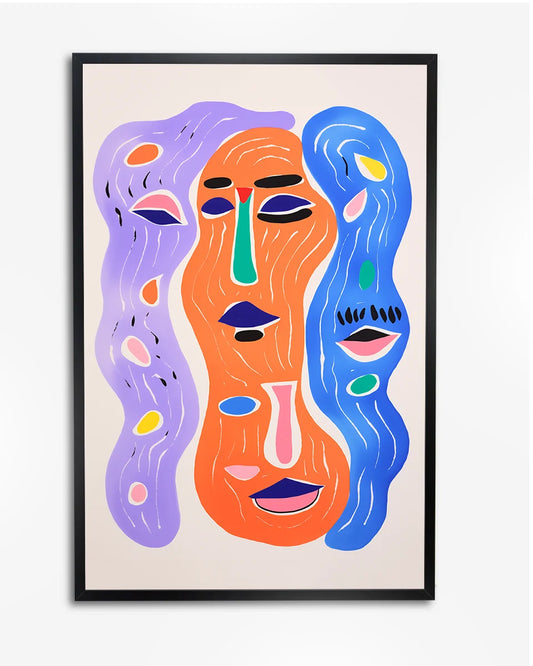 Drie Gezichten - Henri Matisse - Abstract poster wanddecoratie – A4 formaat