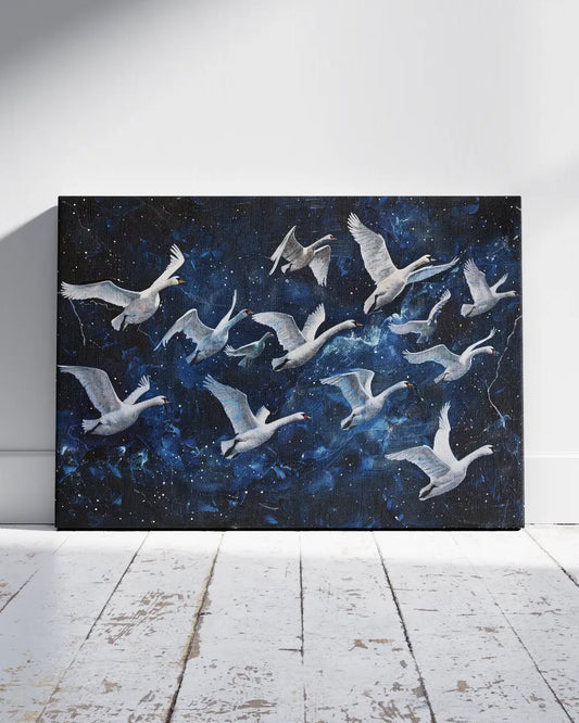 Canvas - Schilderij Zwanen - Impressionisme