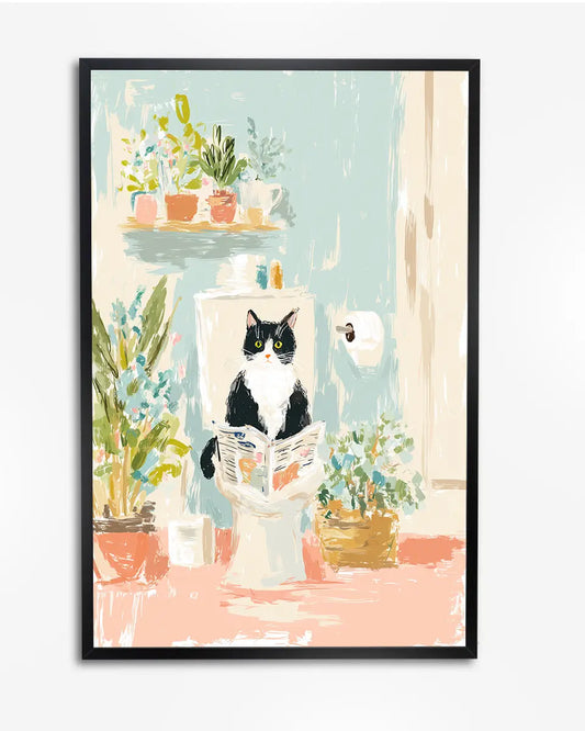 Paws & Paper – Stijlvolle kattenposter - Toiletposter poster wanddecoratie – A4 formaat