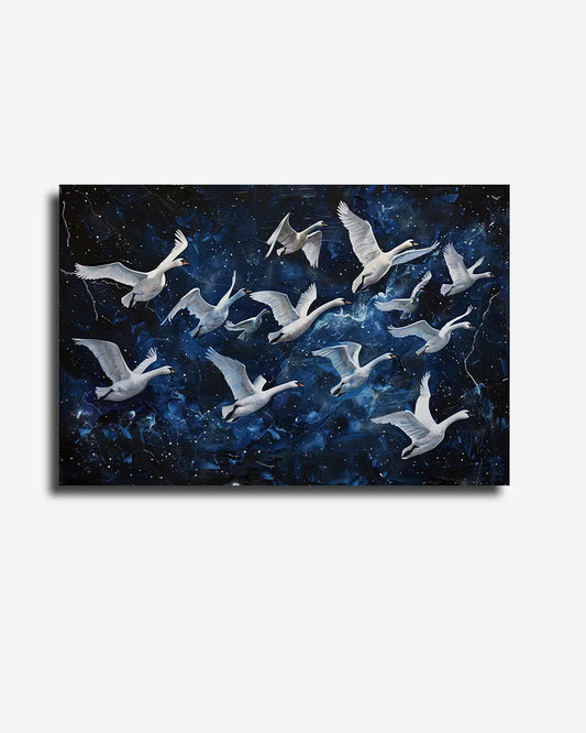 Canvas - Schilderij Zwanen - Impressionisme